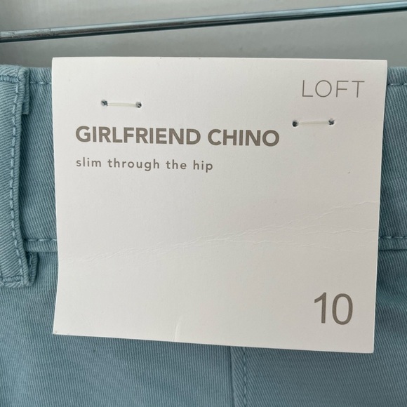 LOFT Blue Girlfriend Chino Pants Scalloped Eyelet Hem Size 10 Summer Beachy NWT - Picture 10 of 15